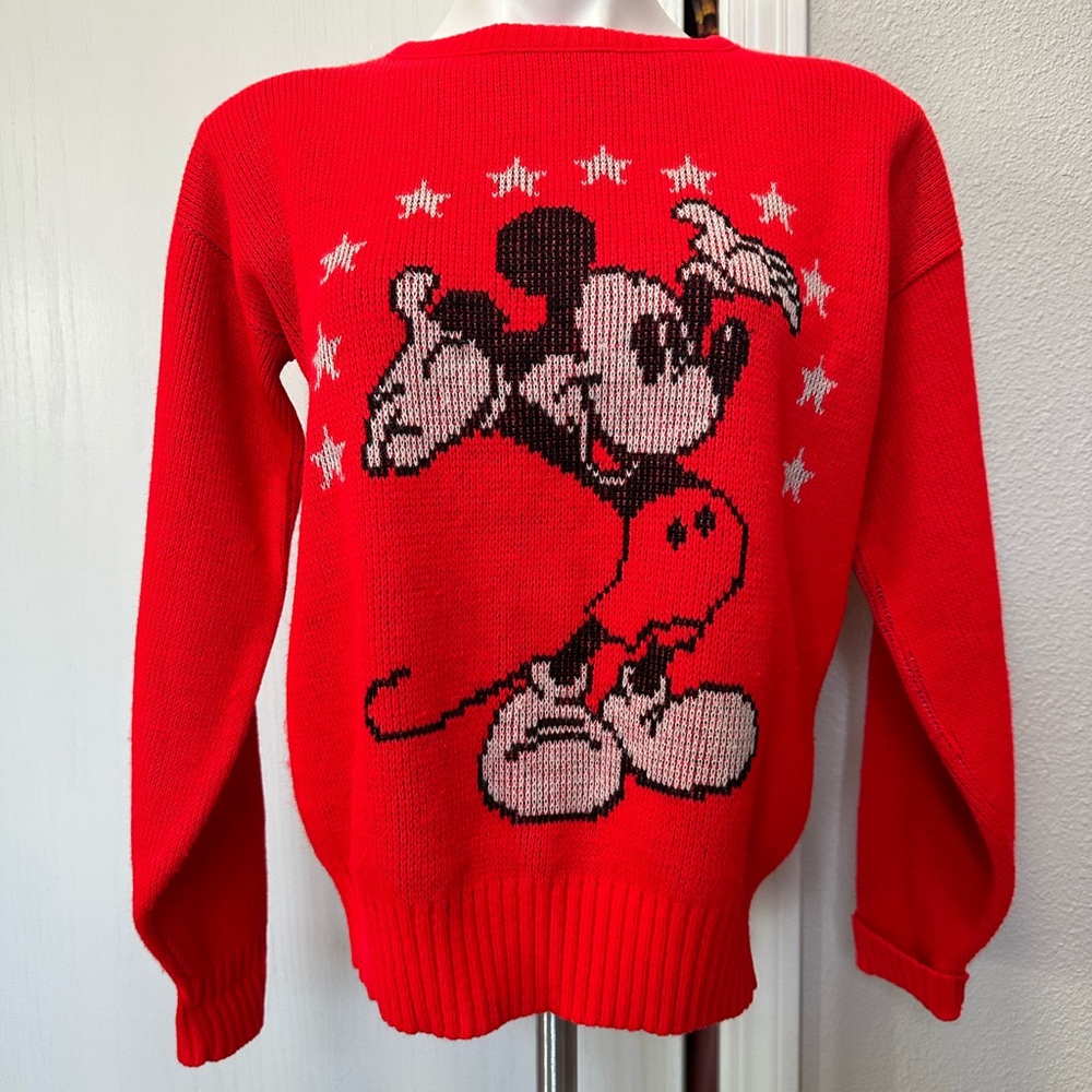 Cliff Engle Walt Disney Mickey Mouse Vintage Acrylic Sweater Red Stars Adult M